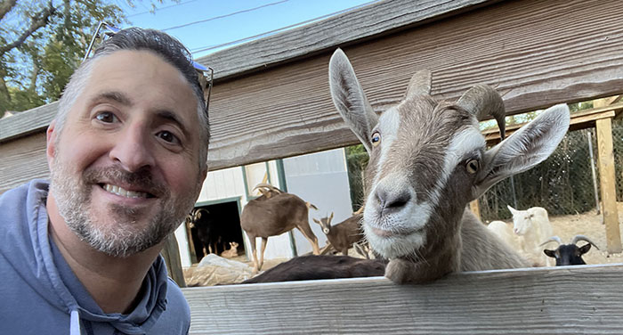 james and happy goat